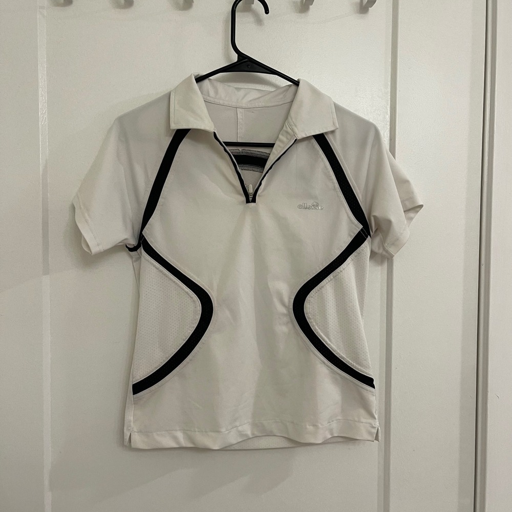 Ellesse Golf Top Collared Sporty Athletic Tennis White Preppy Old‎ Money